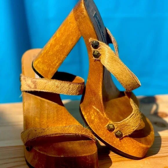 VINTAGE STEVE MADDEN WODDEN SANDALS SIZE. 6 - Picture 14 of 16